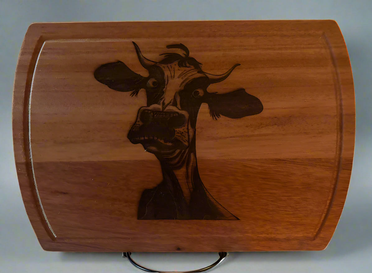 Realistic Cow Laser Engraved Cutting Board