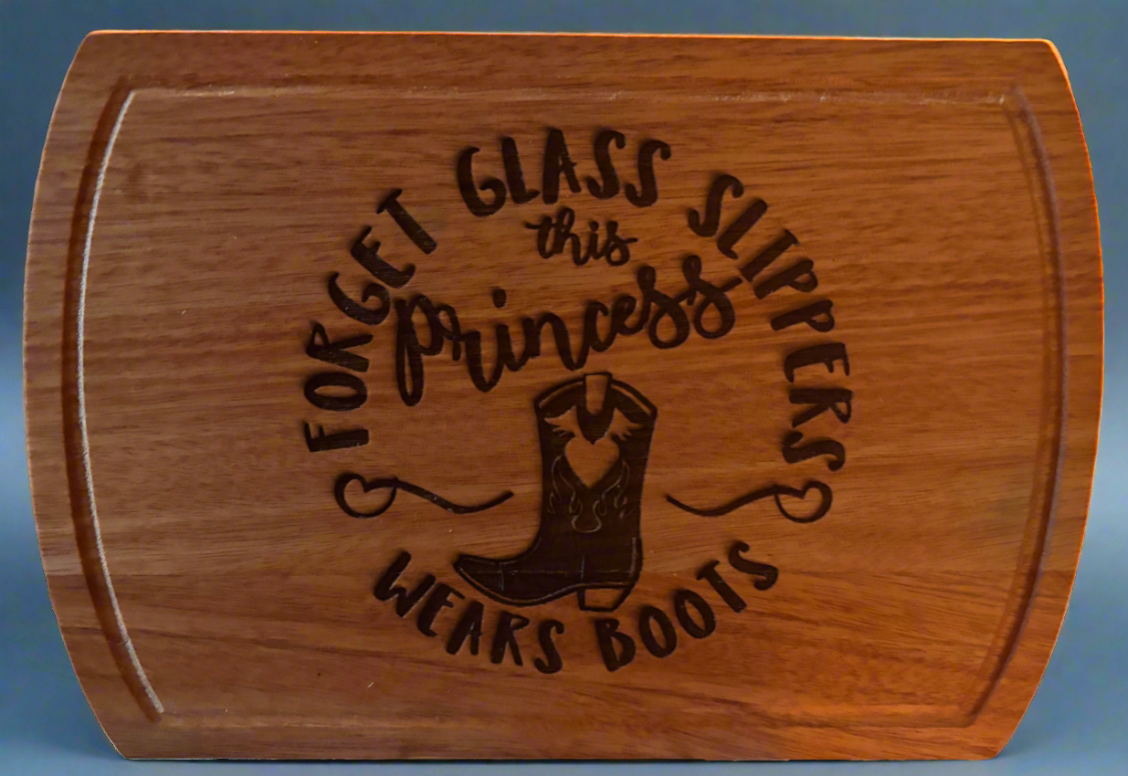 This princess wears cowgirl boots, 12x9 Cutting Board