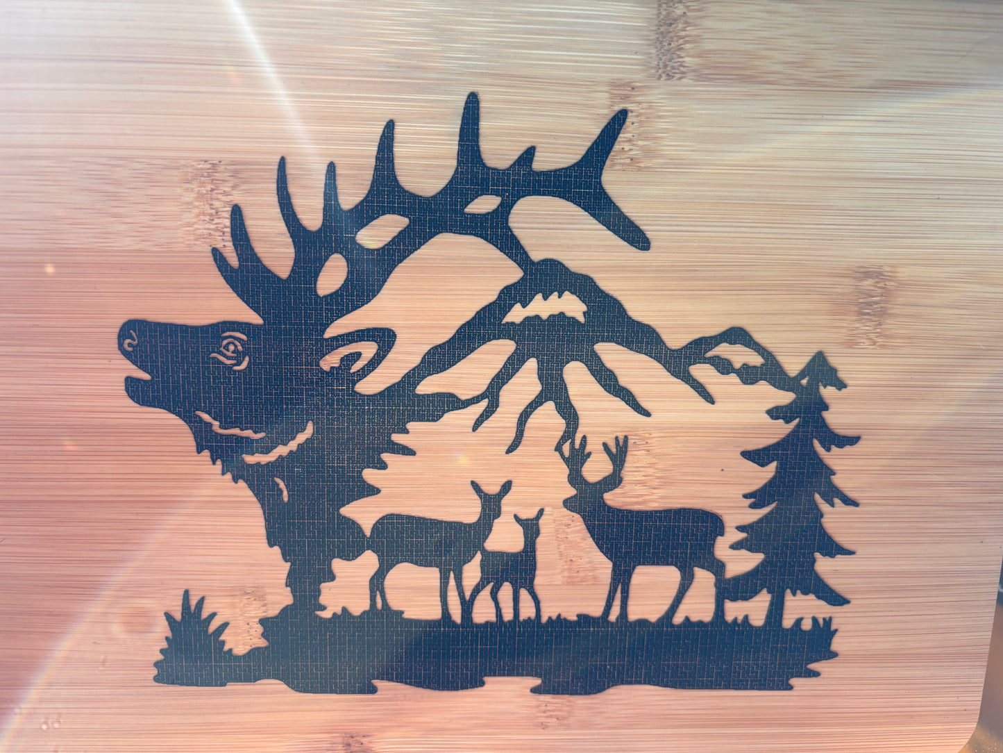 12x9 Bamboo Elk engraved cutting board