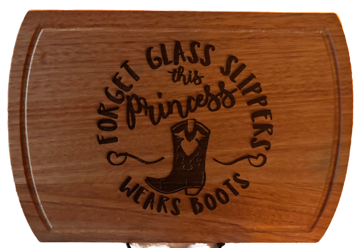 This princess wears cowgirl boots, 12x9 Cutting Board