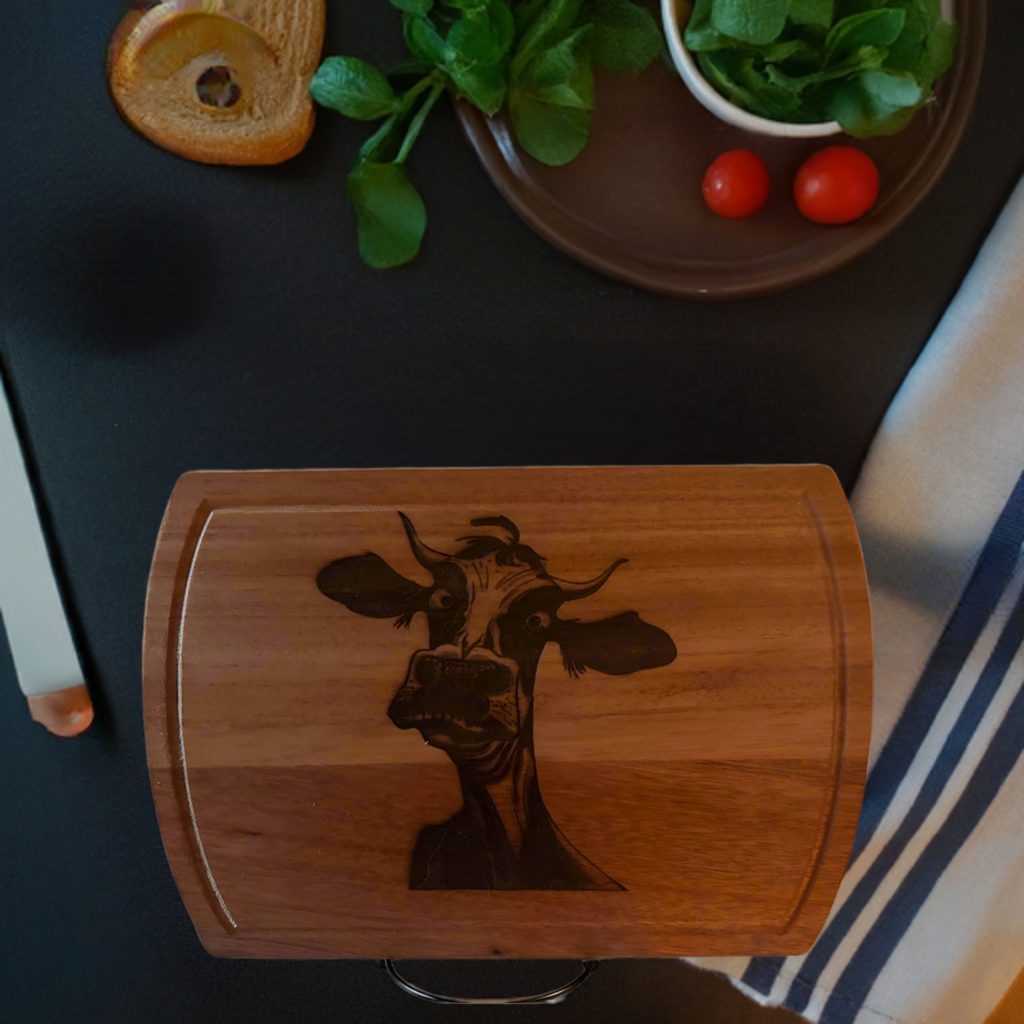 Realistic Cow Laser Engraved Cutting Board