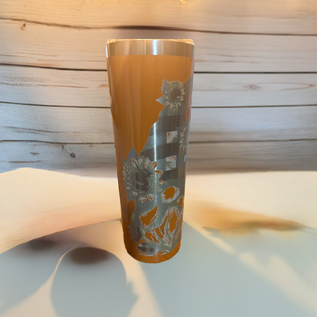 20oz Stainless Steel Tumbler Sunflower and Gnomes