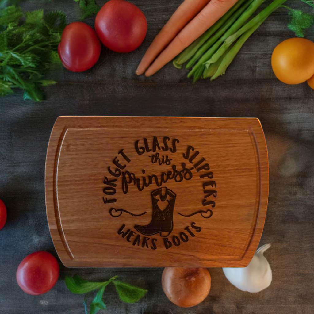 This princess wears cowgirl boots, 12x9 Cutting Board