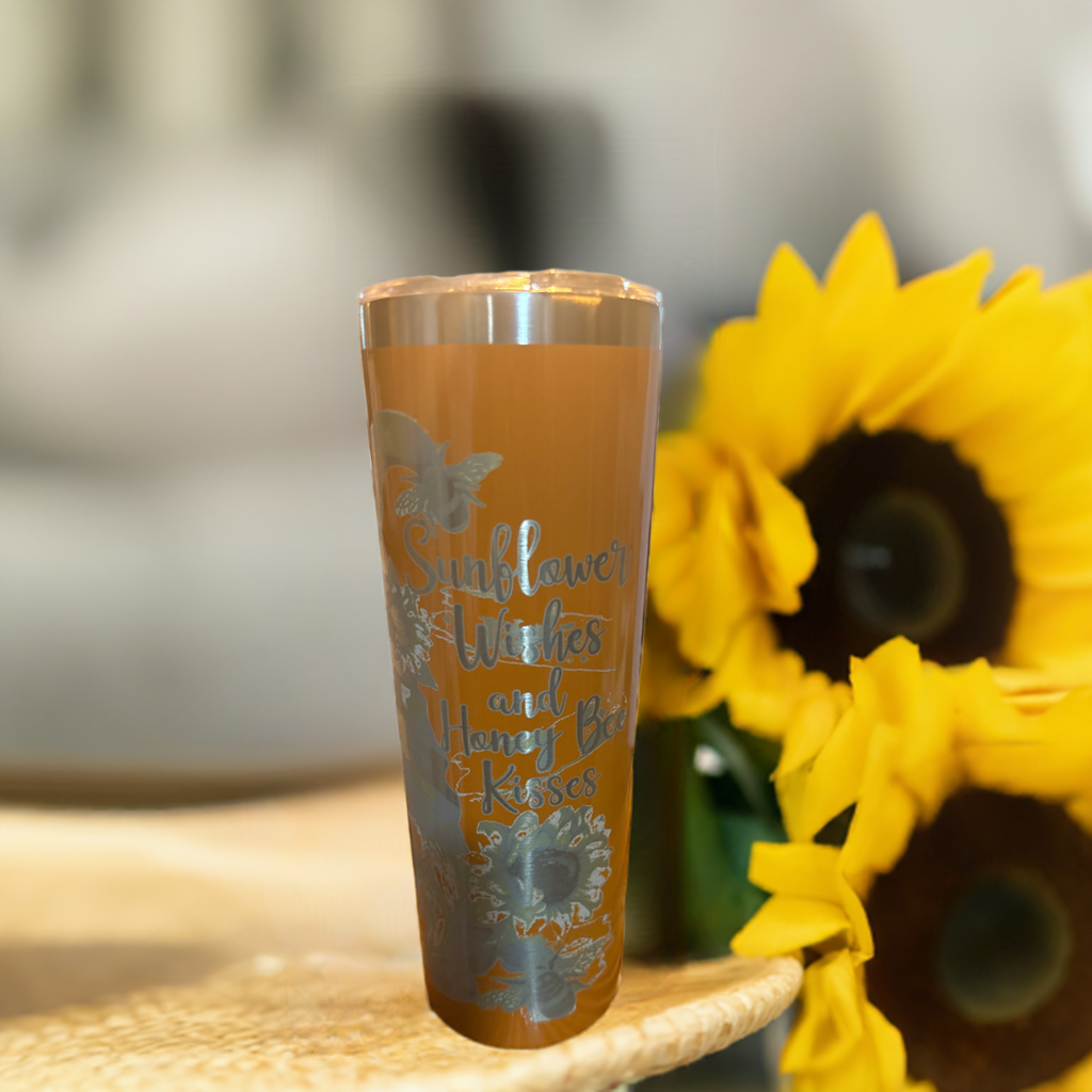 20oz Stainless Steel Tumbler Sunflower and Gnomes