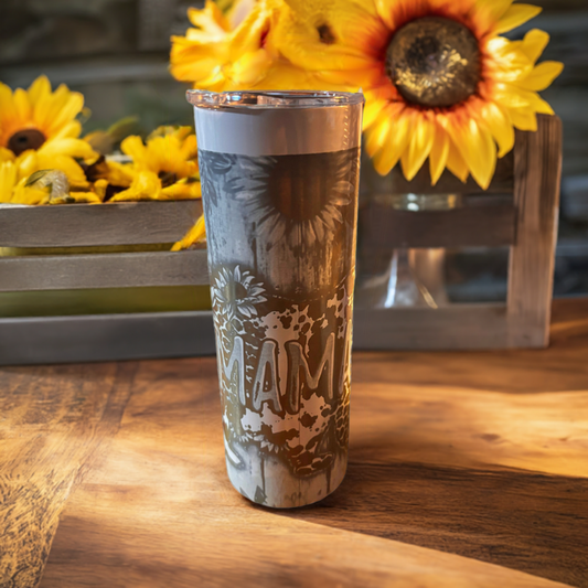 Insulated 20oz  Tumbler  Sunflower Laser Engraved Design