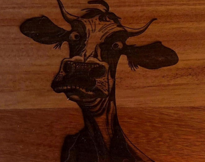 Realistic Cow Laser Engraved Cutting Board