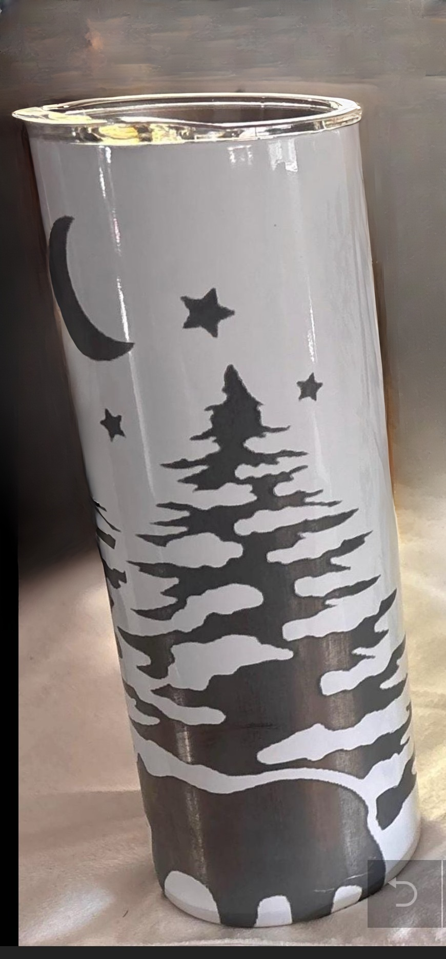 20 OZ Stainless Steel Tumbler with Winter Night Scene, Moon and stars Laser Engraved  design